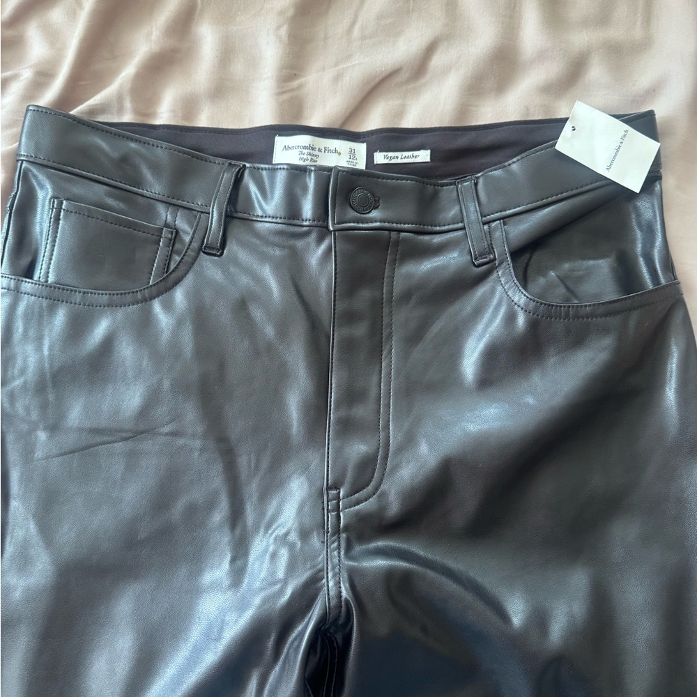 Abercrombie & Fitch Women’s Vegan Leather Jeans in Black